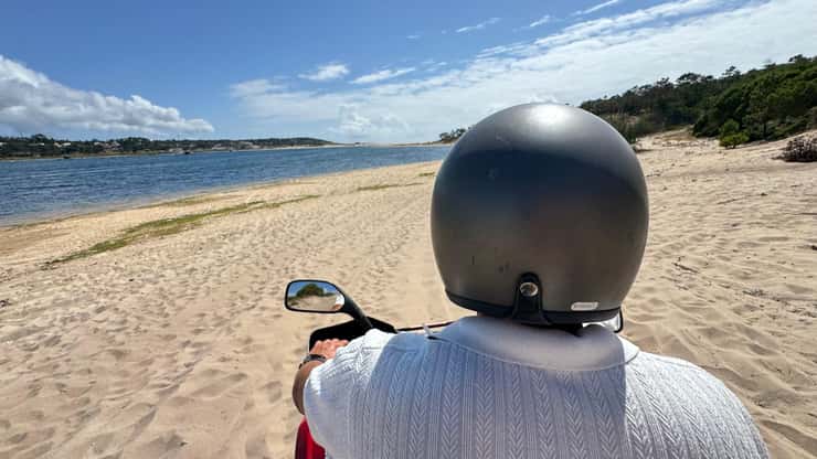 Rider looking towards the waterfront